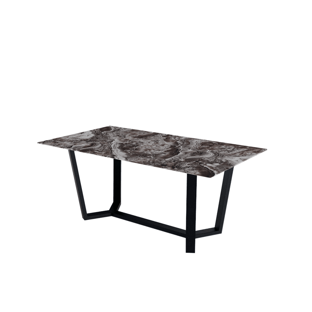 Mix & Match Rectangular Marble Dining Table with Harper Black Metal Base (1.8m x 1.0m)