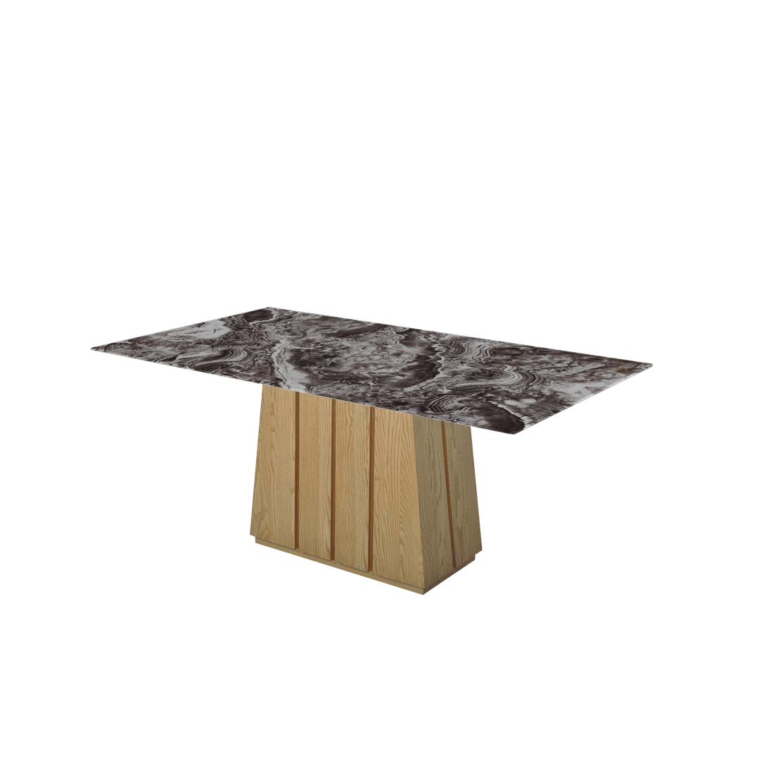 Mix & Match Rectangular Marble Dining Table with Cora Ash Wood Base (1.8m x 1.0m)
