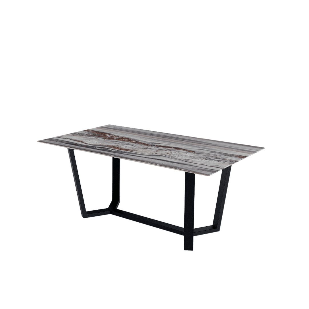 Mix & Match Rectangular Marble Dining Table with Harper Black Metal Base (1.8m x 1.0m)