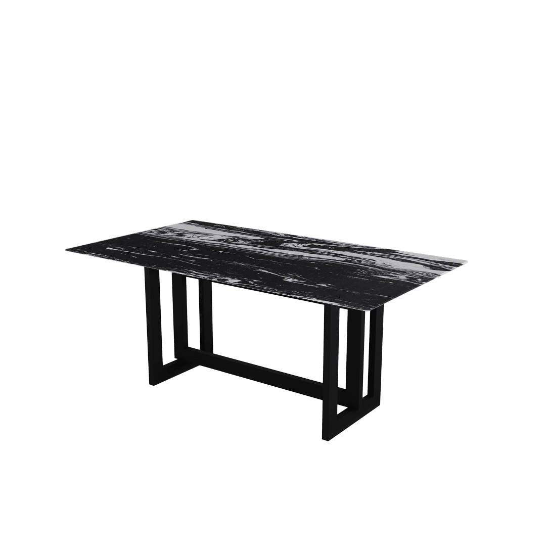 Minimalist Rectangular Marble Dining Table with Hector Black Metal Base (1.8m x 1.0m)