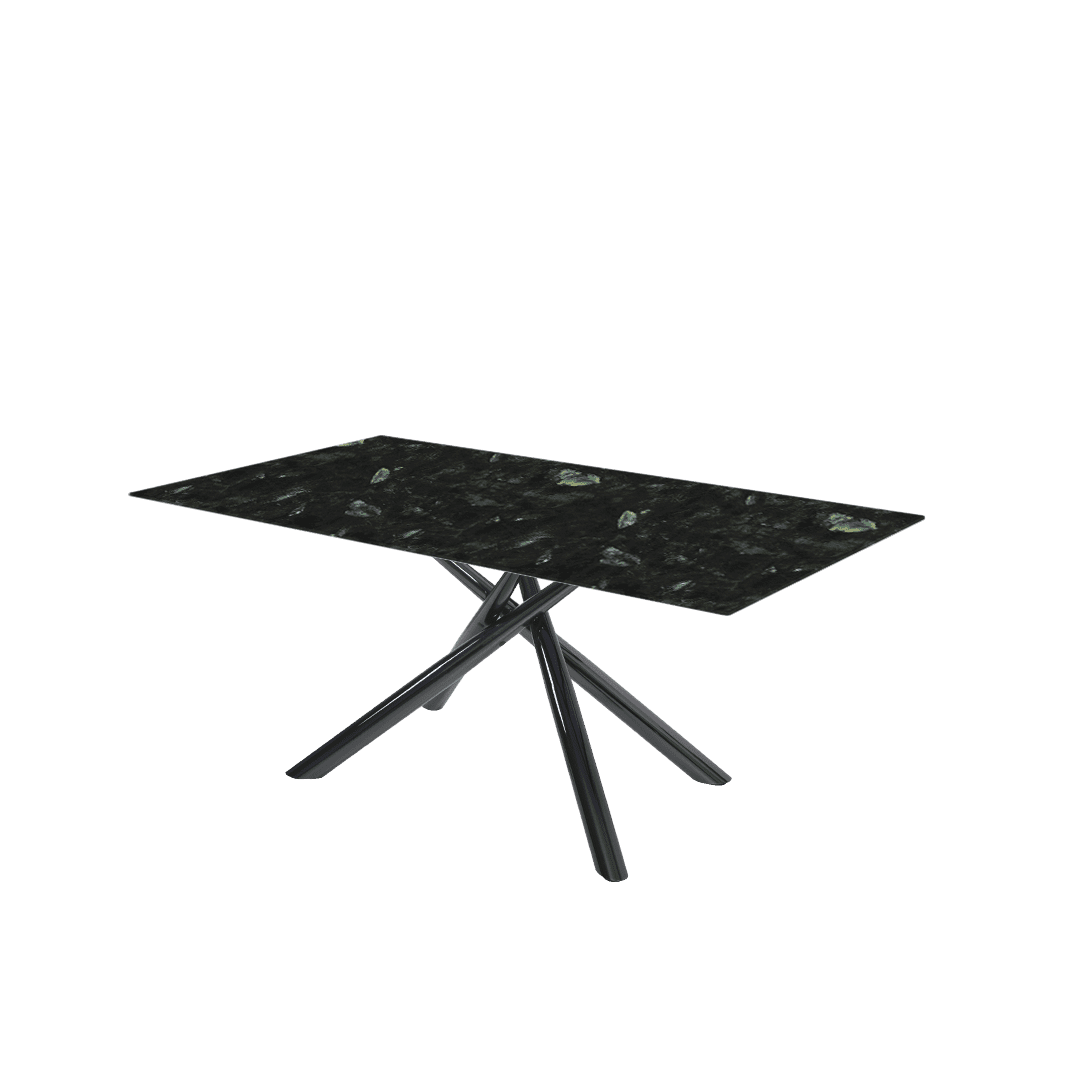 Modern Contemporary Rectangular Marble Dining Table with Xylia Black Glossy Metal Leg (1.8m x 1.0m)