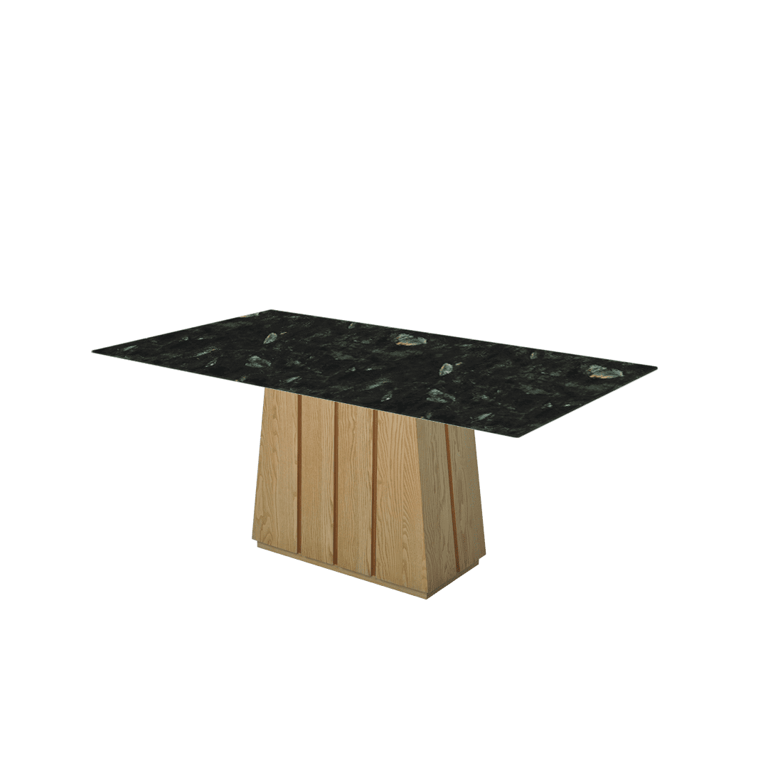 Mix & Match Rectangular Marble Dining Table with Cora Ash Wood Base (1.8m x 1.0m)
