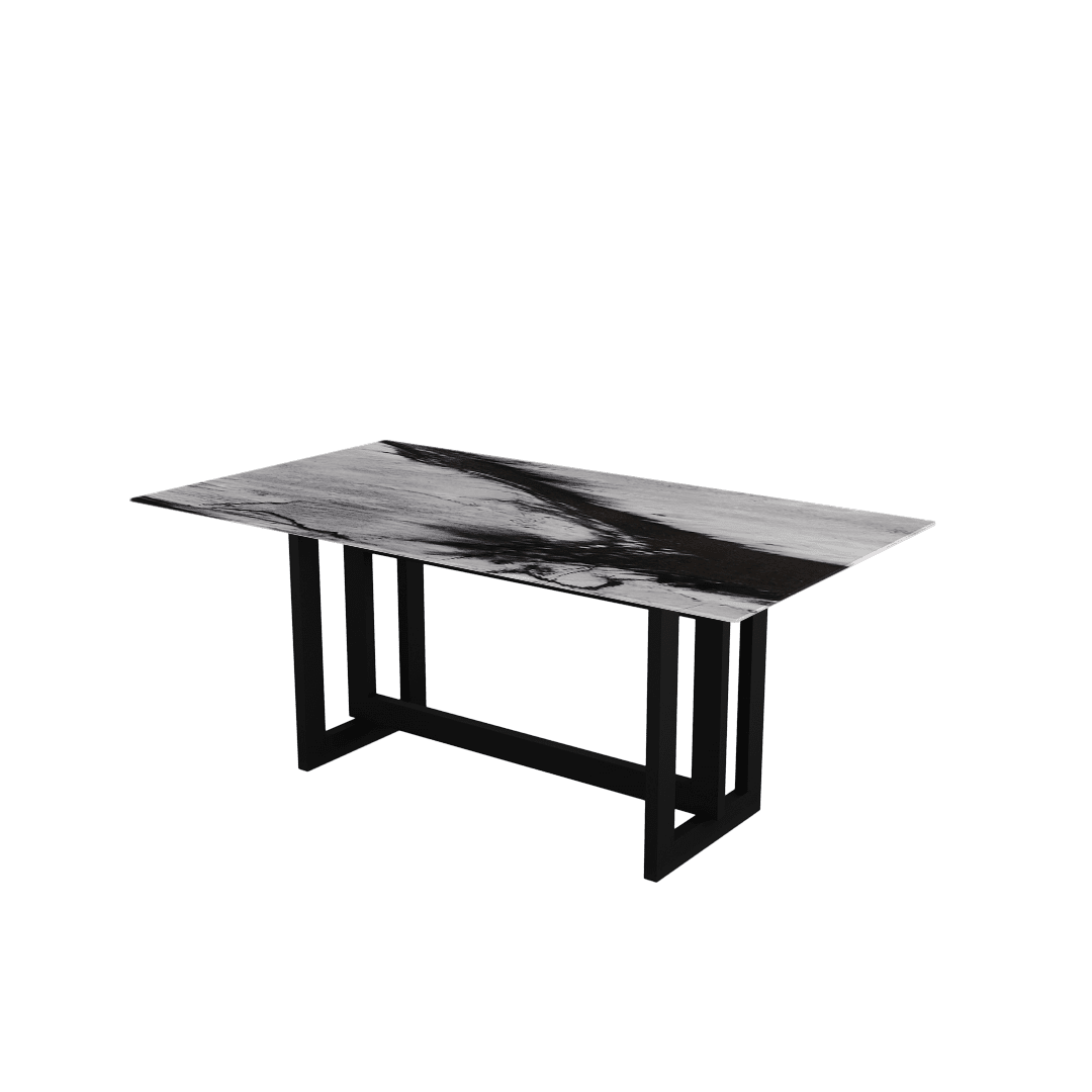 Minimalist Rectangular Marble Dining Table with Hector Black Metal Base (1.8m x 1.0m)