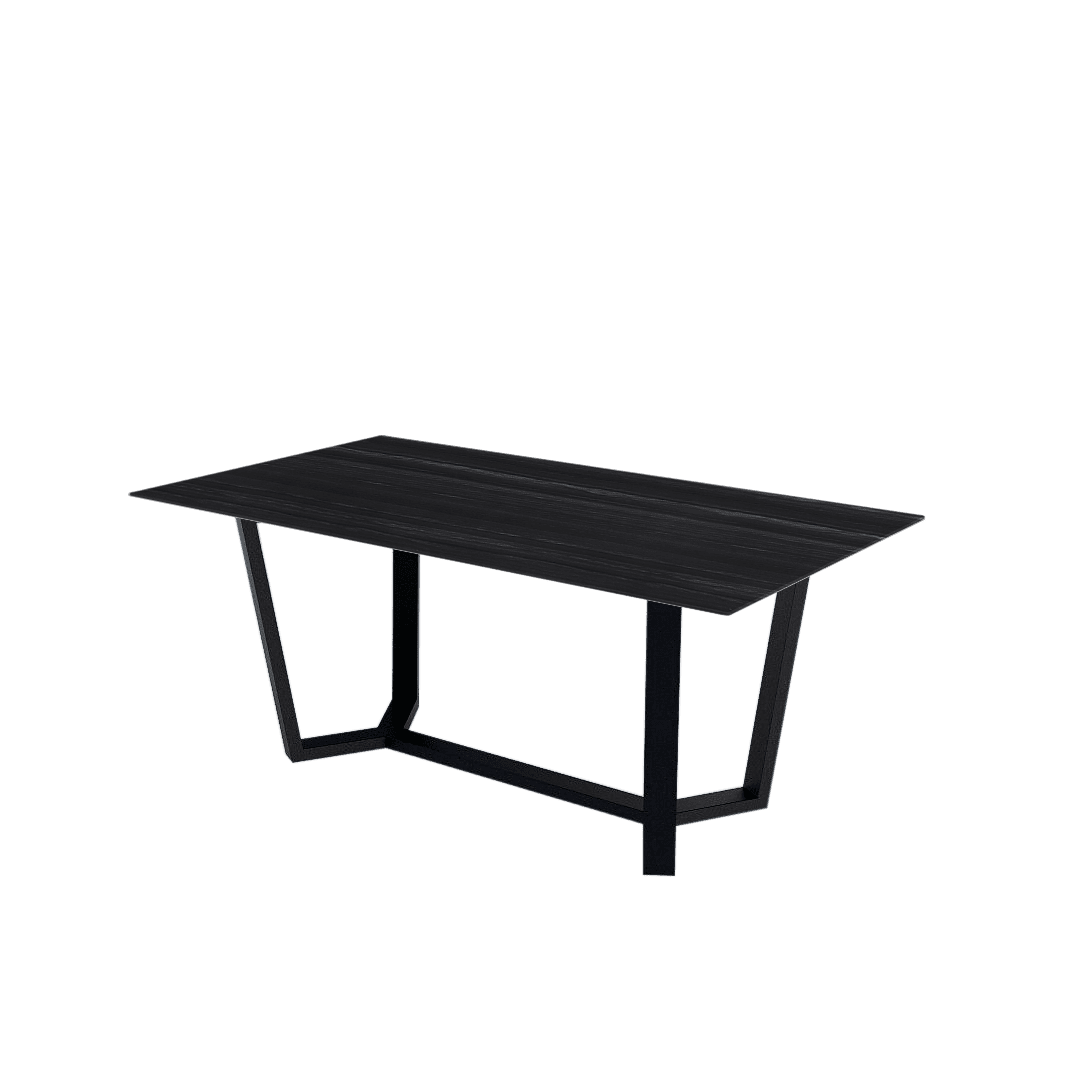 Mix & Match Rectangular Marble Dining Table with Harper Black Metal Base (1.8m x 1.0m)