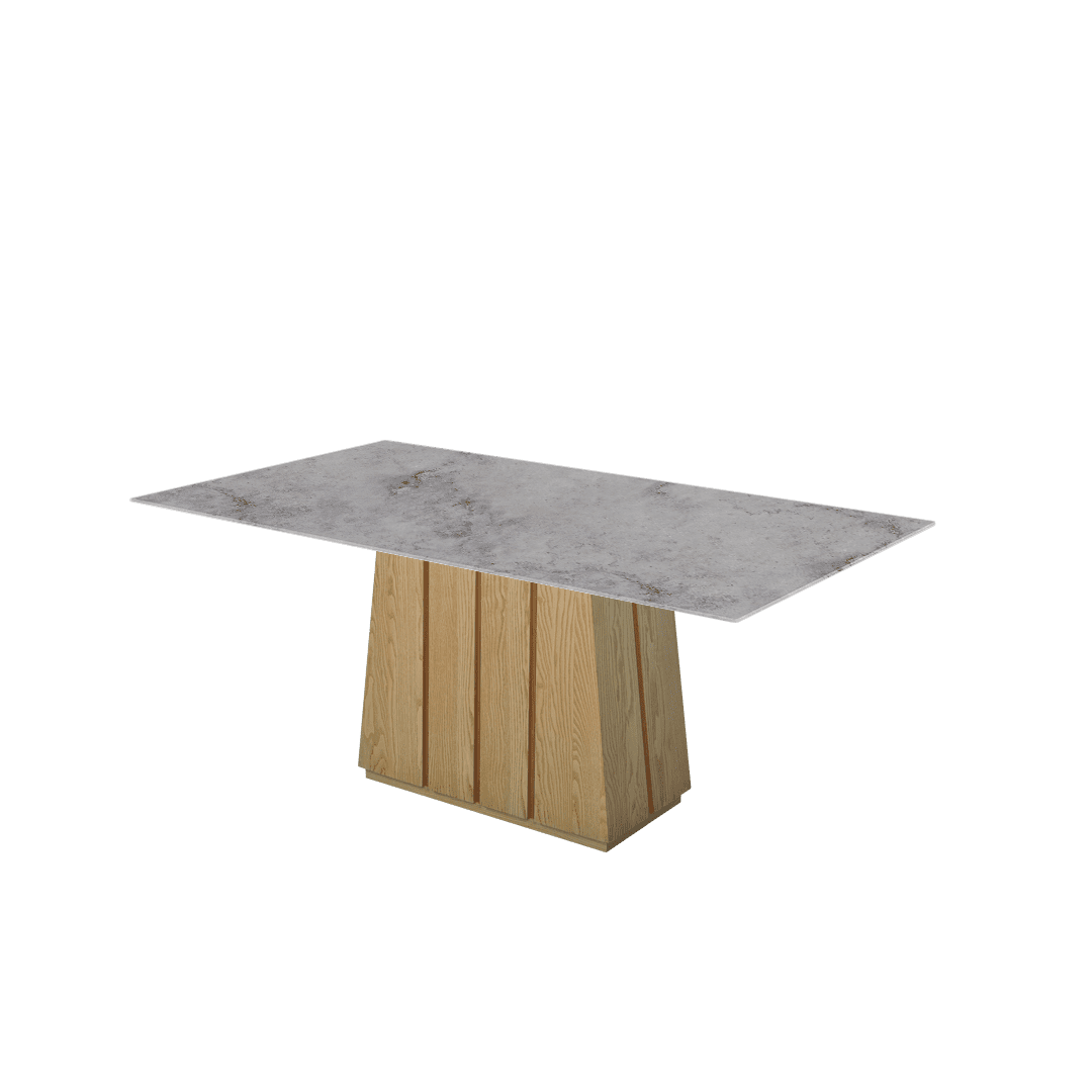 Mix & Match Rectangular Marble Dining Table with Cora Ash Wood Base (1.8m x 1.0m)