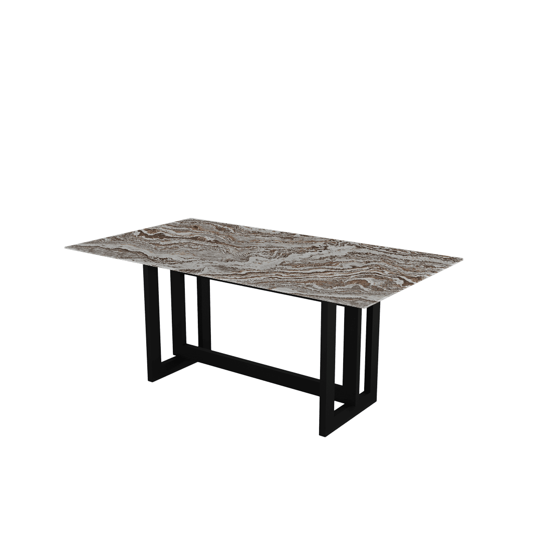 Minimalist Rectangular Marble Dining Table with Hector Black Metal Base (1.8m x 1.0m)