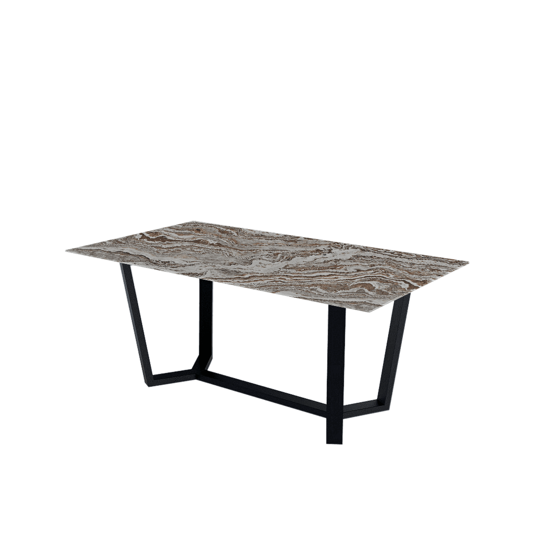 Mix & Match Rectangular Marble Dining Table with Harper Black Metal Base (1.8m x 1.0m)