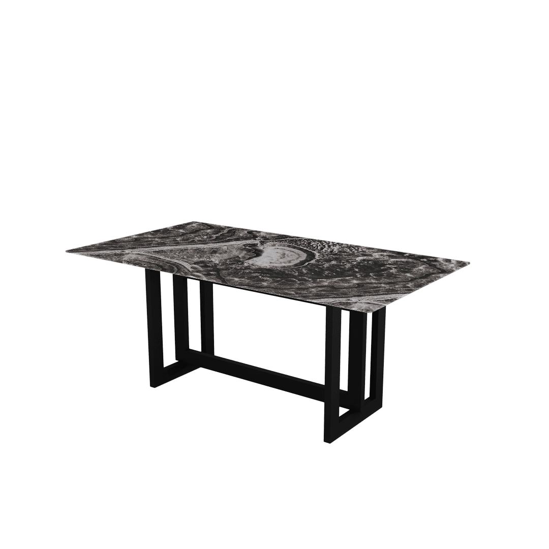 Minimalist Rectangular Marble Dining Table with Hector Black Metal Base (1.8m x 1.0m)