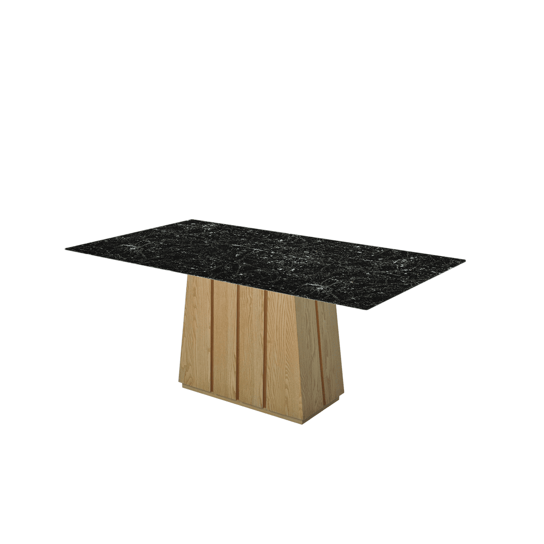 Mix & Match Rectangular Marble Dining Table with Cora Ash Wood Base (1.8m x 1.0m)