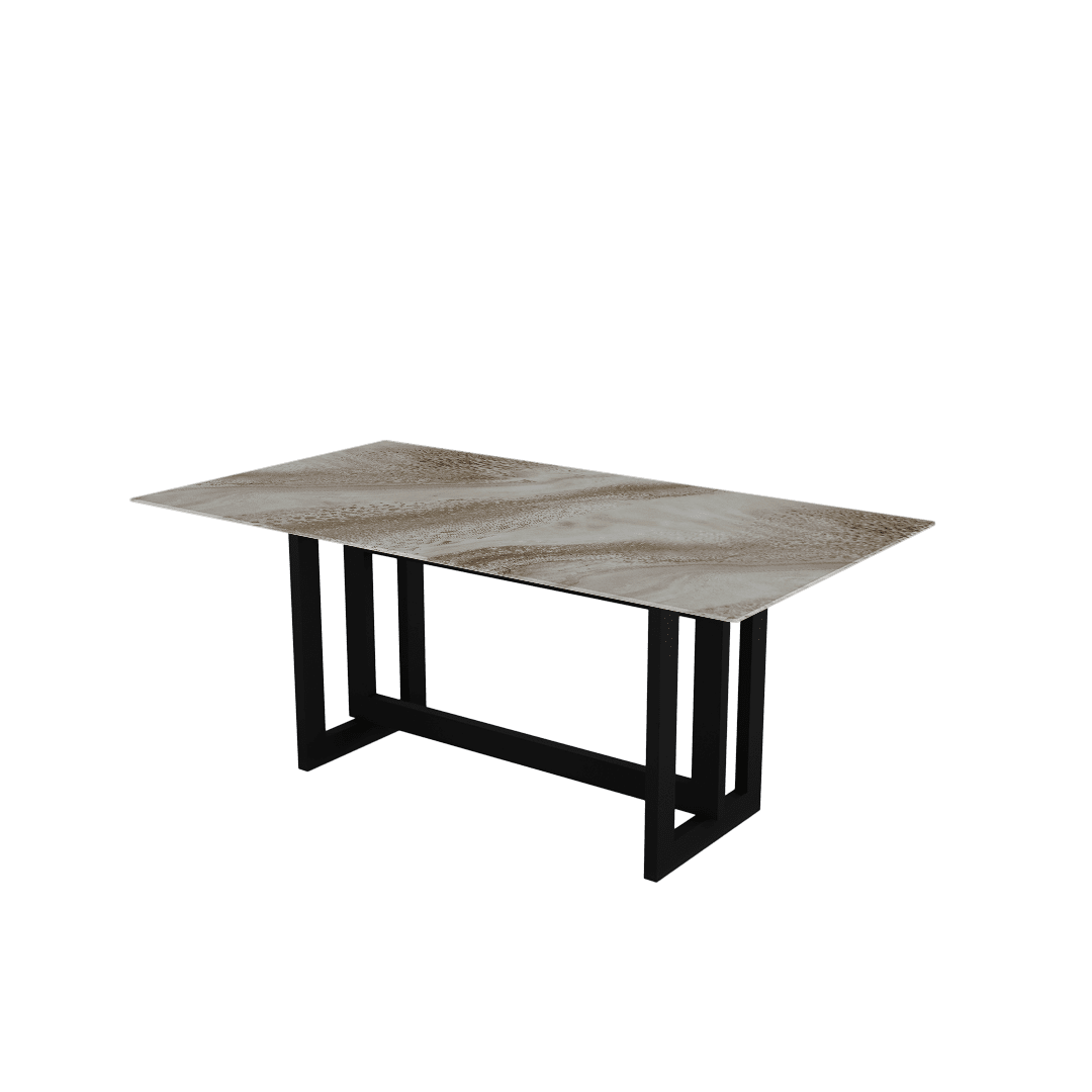 Minimalist Rectangular Marble Dining Table with Hector Black Metal Base (1.8m x 1.0m)