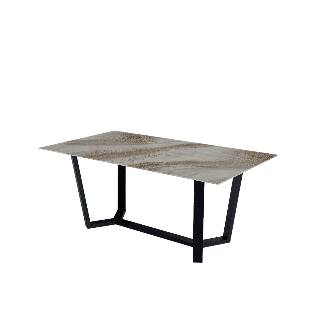 Mix & Match Rectangular Marble Dining Table with Harper Black Metal Base (1.8m x 1.0m)