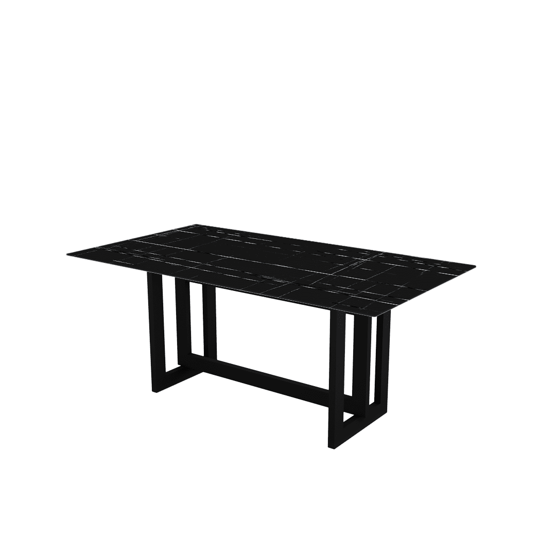 Minimalist Rectangular Marble Dining Table with Hector Black Metal Base (1.8m x 1.0m)