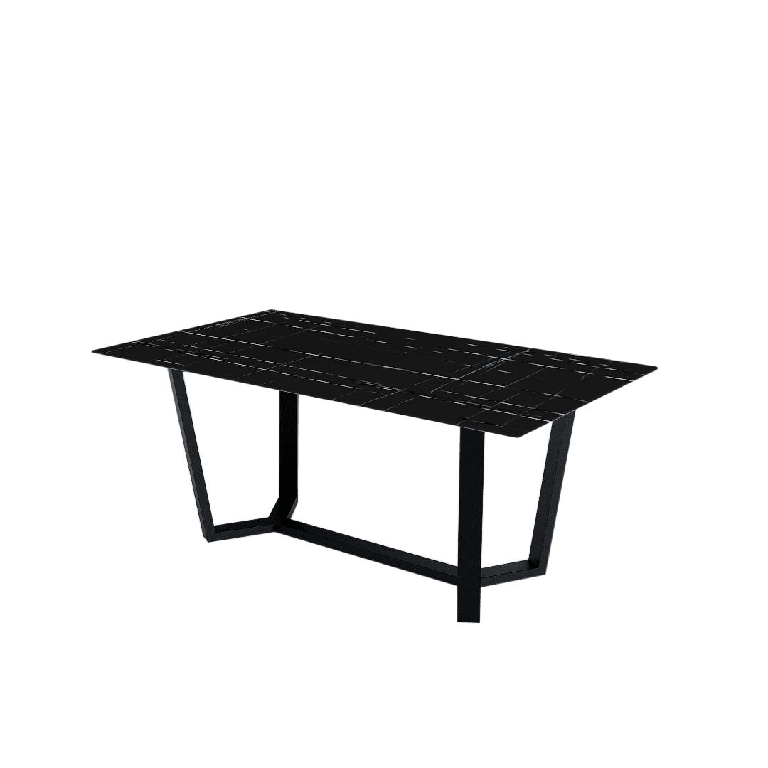 Mix & Match Rectangular Marble Dining Table with Harper Black Metal Base (1.8m x 1.0m)