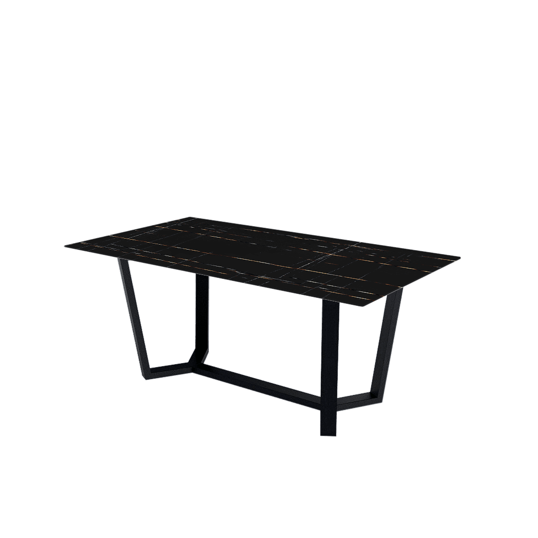 Mix & Match Rectangular Marble Dining Table with Harper Black Metal Base (1.8m x 1.0m)