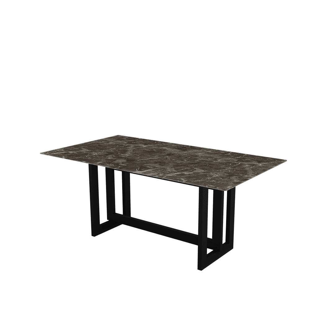Minimalist Rectangular Marble Dining Table with Hector Black Metal Base (1.8m x 1.0m)