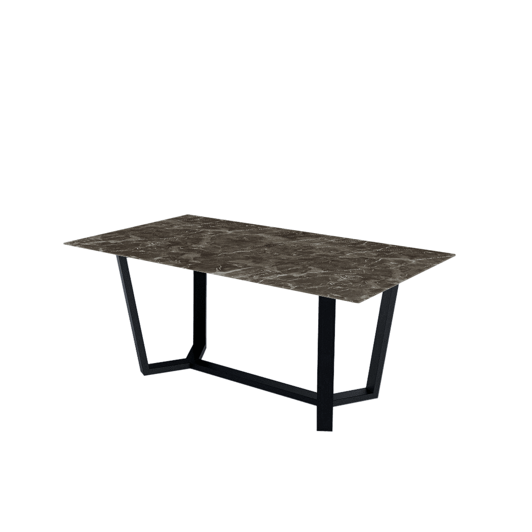 Mix & Match Rectangular Marble Dining Table with Harper Black Metal Base (1.8m x 1.0m)