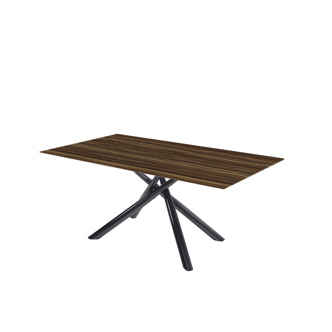 Modern Contemporary Rectangular Marble Dining Table with Xylia Black Glossy Metal Leg (1.8m x 1.0m)
