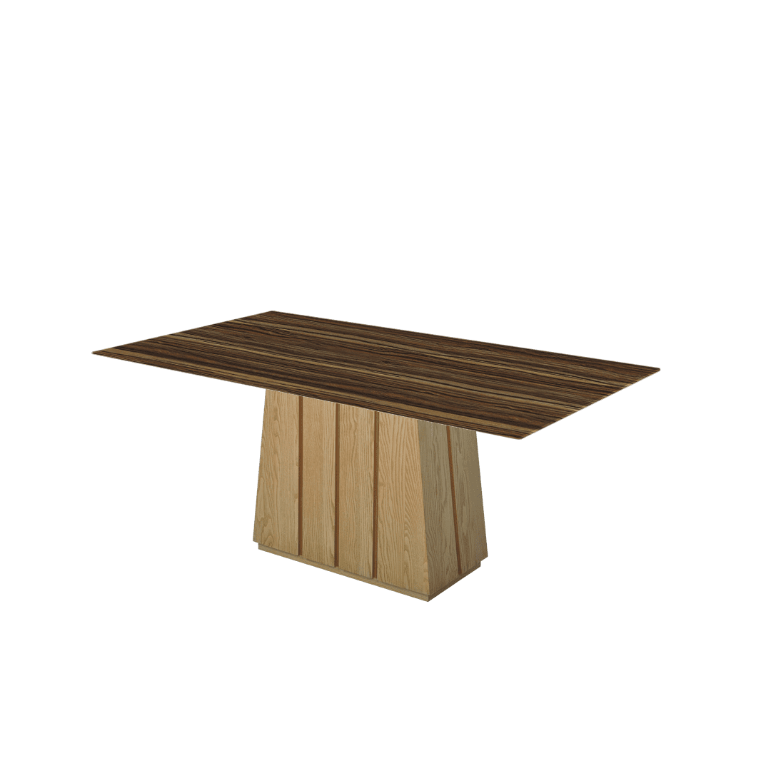 Mix & Match Rectangular Marble Dining Table with Cora Ash Wood Base (1.8m x 1.0m)