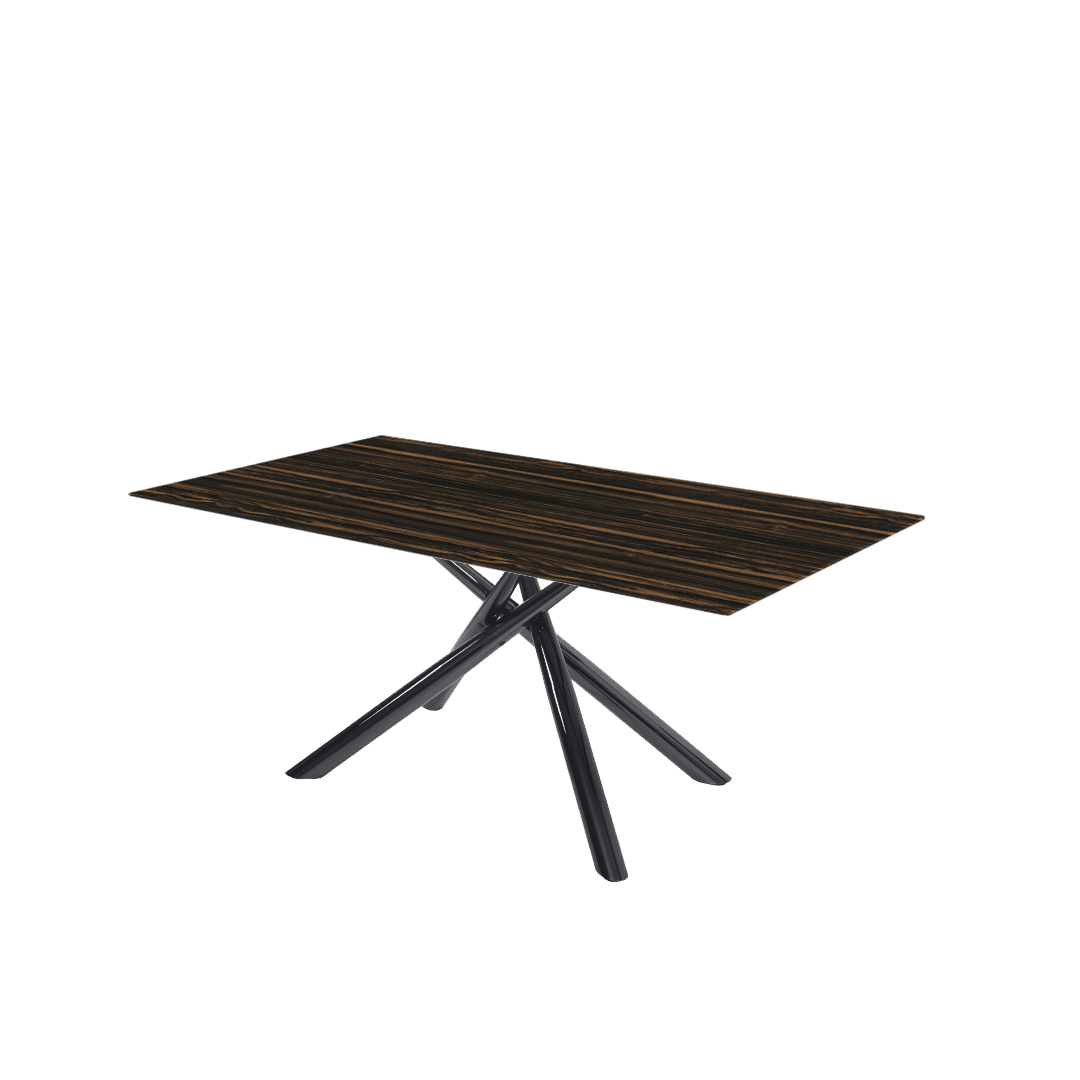 Modern Contemporary Rectangular Marble Dining Table with Xylia Black Glossy Metal Leg (1.8m x 1.0m)