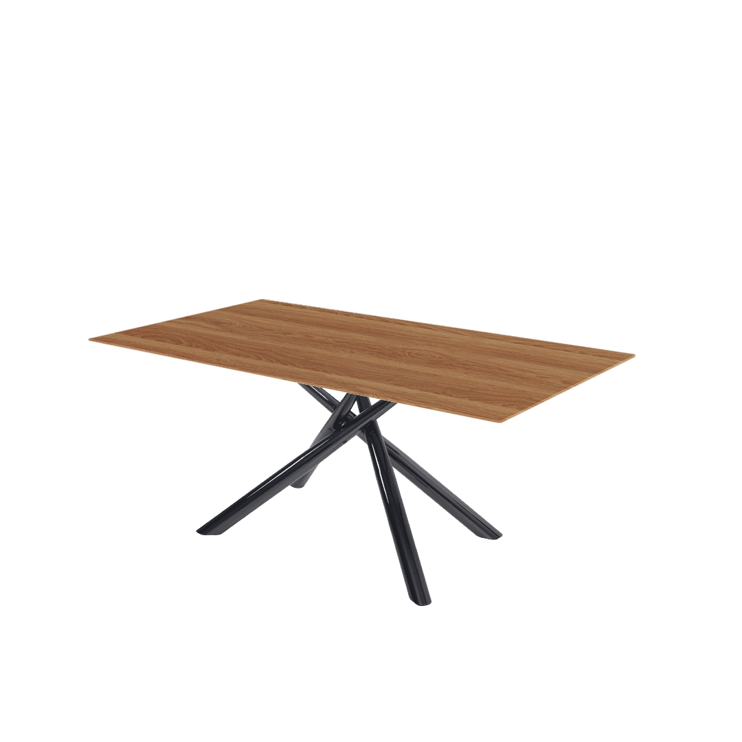Modern Contemporary Rectangular Marble Dining Table with Xylia Black Glossy Metal Leg (1.8m x 1.0m)