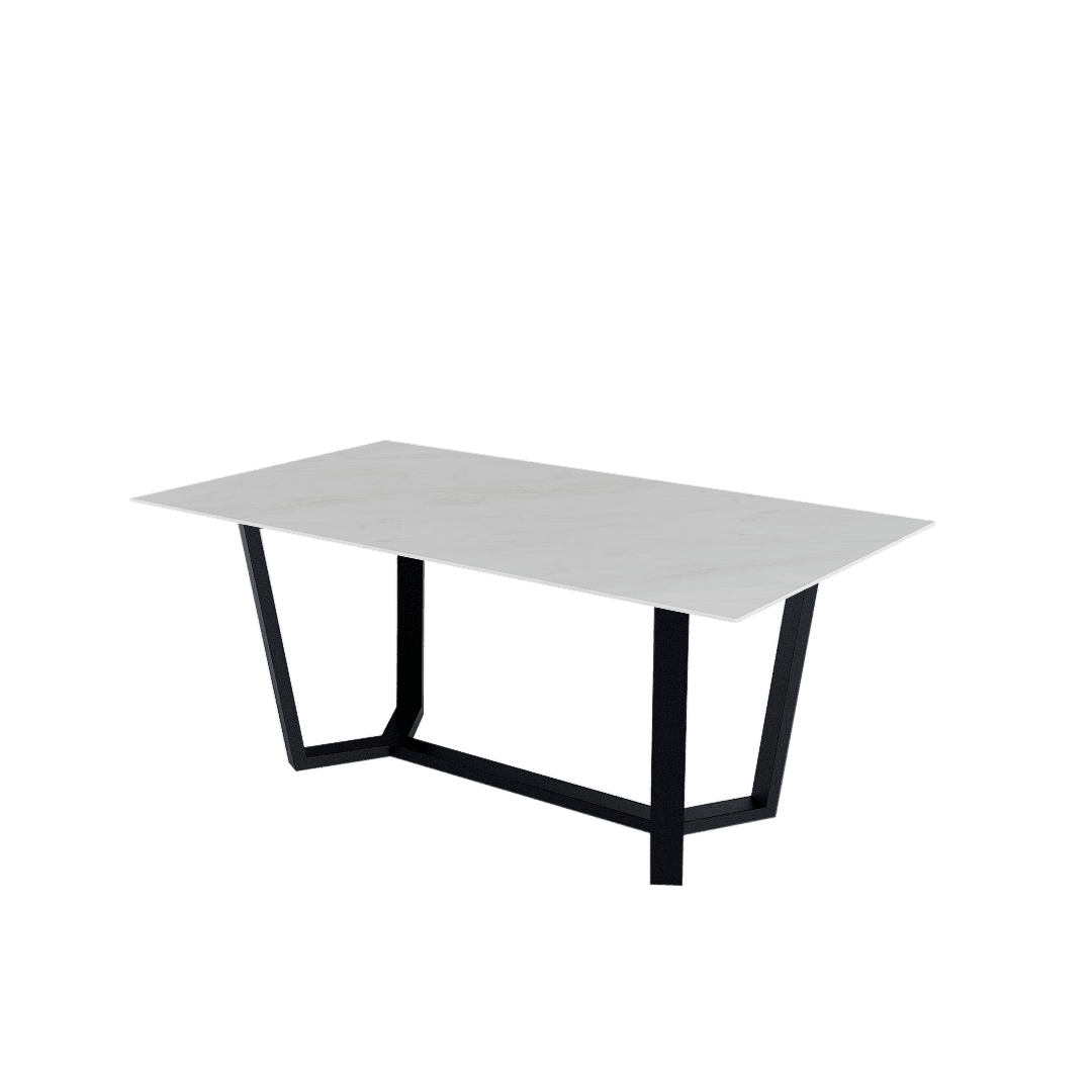 Mix & Match Rectangular Marble Dining Table with Harper Black Metal Base (1.8m x 1.0m)
