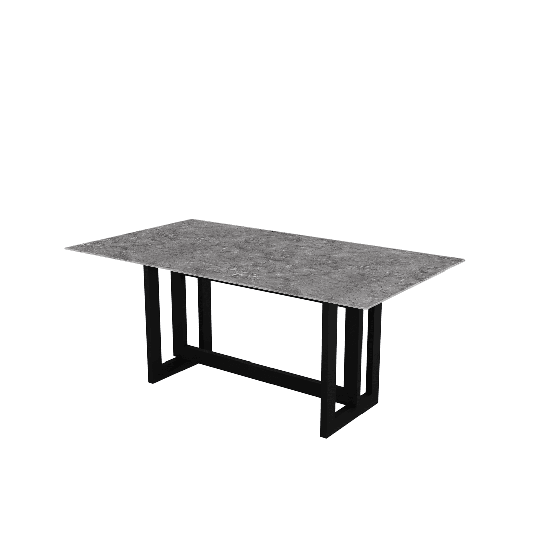Minimalist Rectangular Marble Dining Table with Hector Black Metal Base (1.8m x 1.0m)