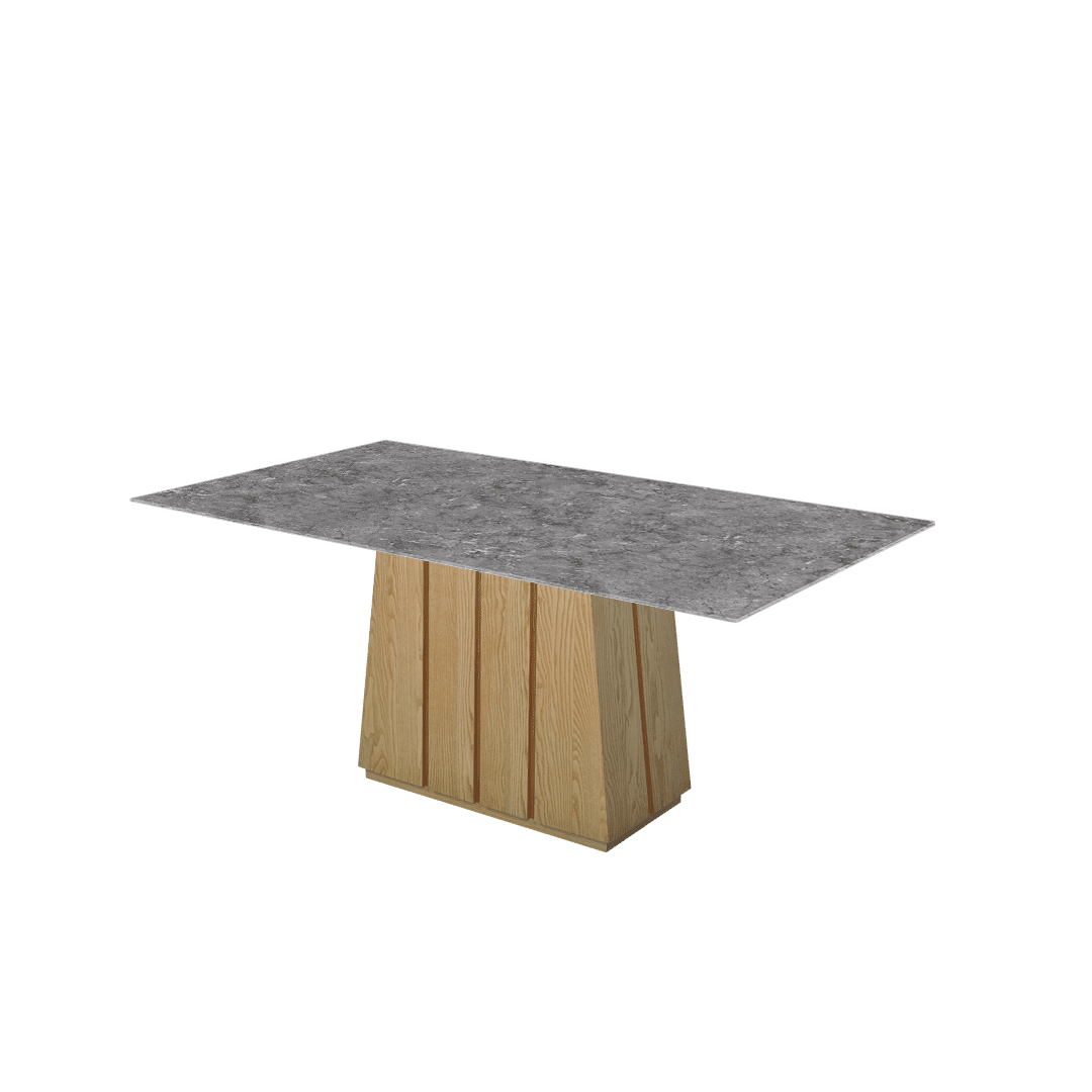 Mix & Match Rectangular Marble Dining Table with Cora Ash Wood Base (1.8m x 1.0m)