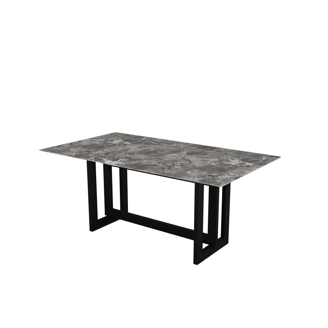 Minimalist Rectangular Marble Dining Table with Hector Black Metal Base (1.8m x 1.0m)