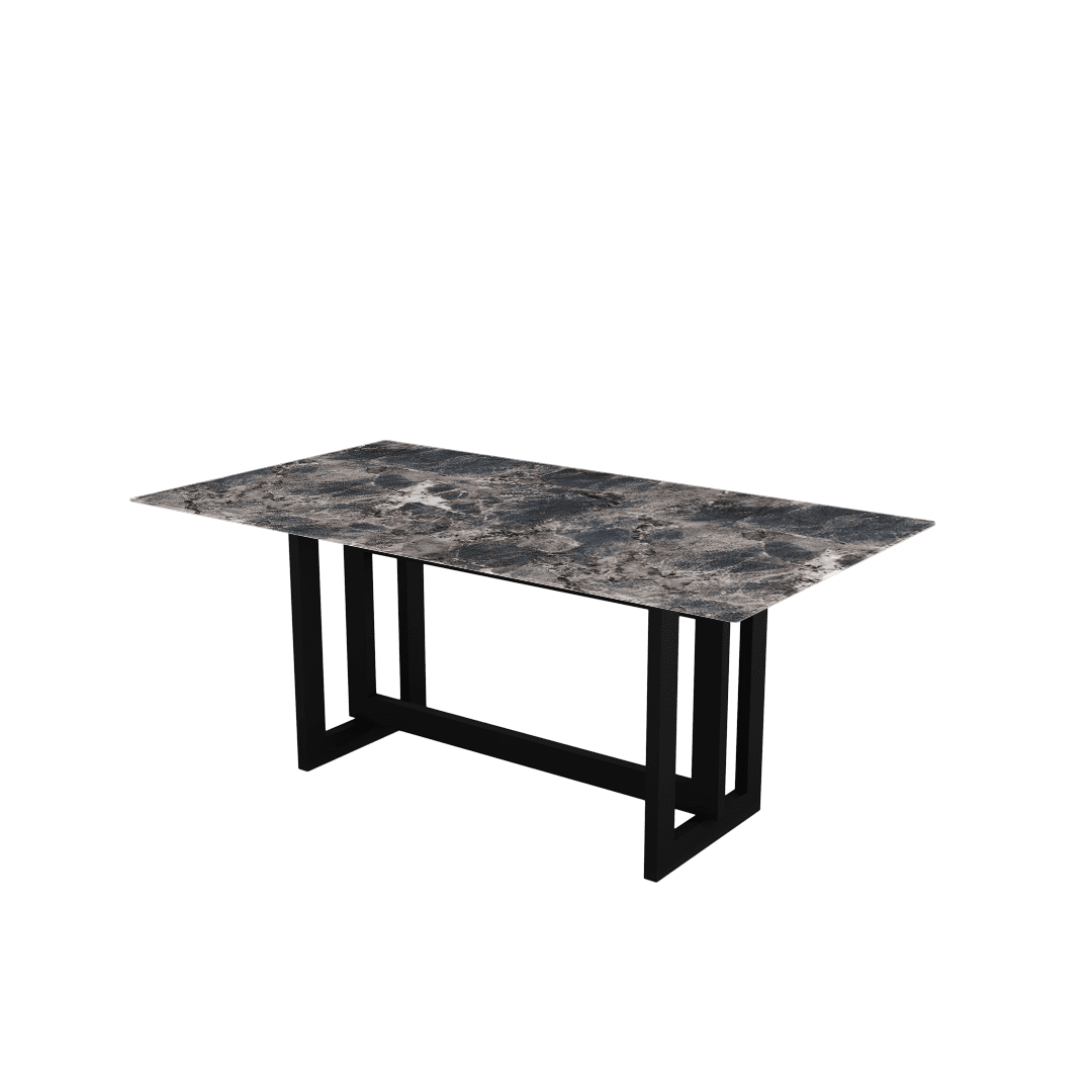 Minimalist Rectangular Marble Dining Table with Hector Black Metal Base (1.8m x 1.0m)