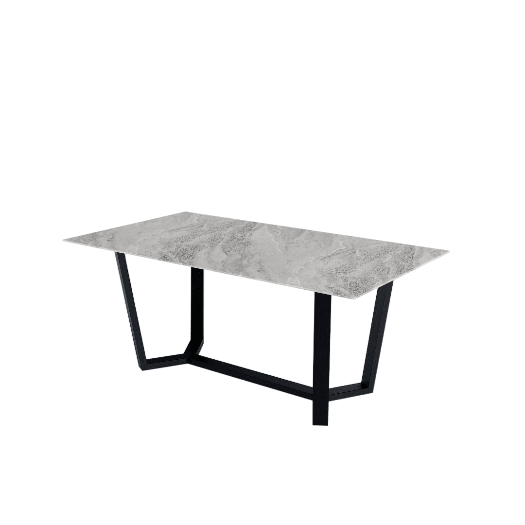 Mix & Match Rectangular Marble Dining Table with Harper Black Metal Base (1.8m x 1.0m)