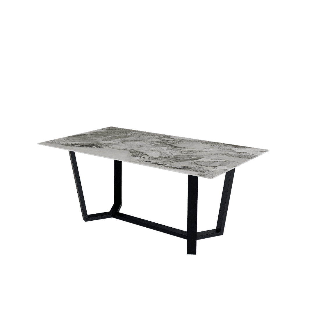 Mix & Match Rectangular Marble Dining Table with Harper Black Metal Base (1.8m x 1.0m)