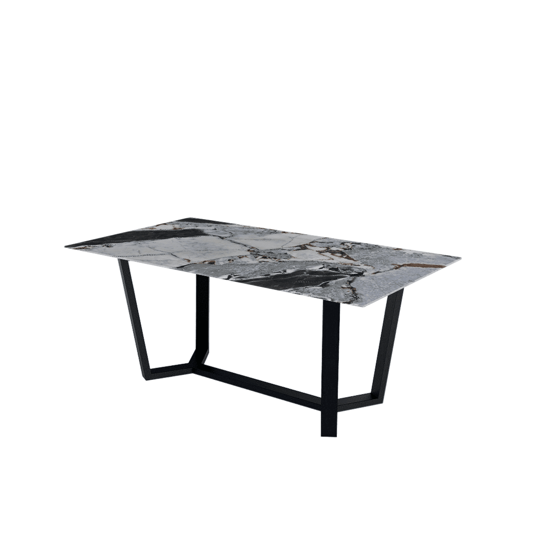 Mix & Match Rectangular Marble Dining Table with Harper Black Metal Base (1.8m x 1.0m)