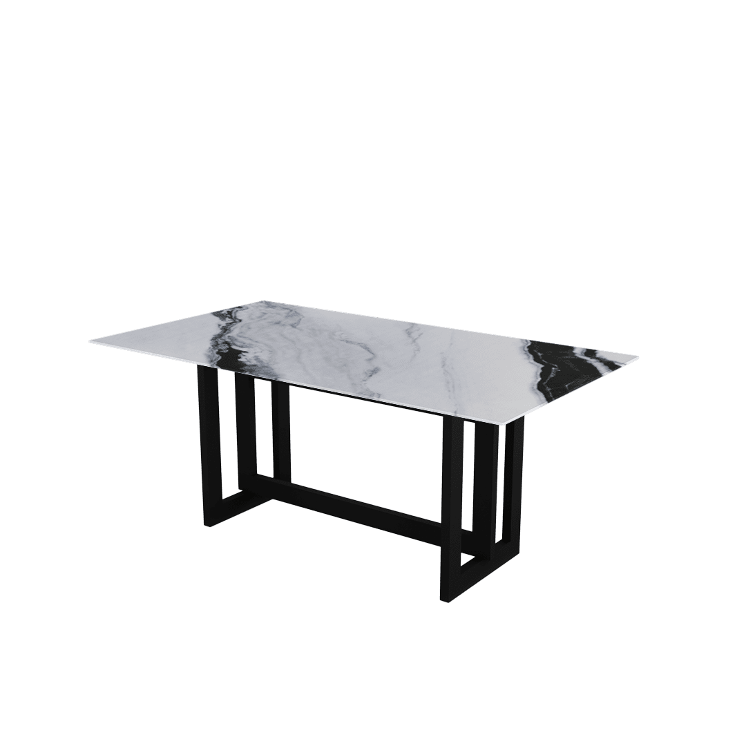 Minimalist Rectangular Marble Dining Table with Hector Black Metal Base (1.8m x 1.0m)