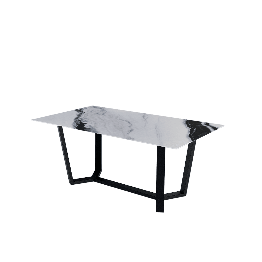 Mix & Match Rectangular Marble Dining Table with Harper Black Metal Base (1.8m x 1.0m)