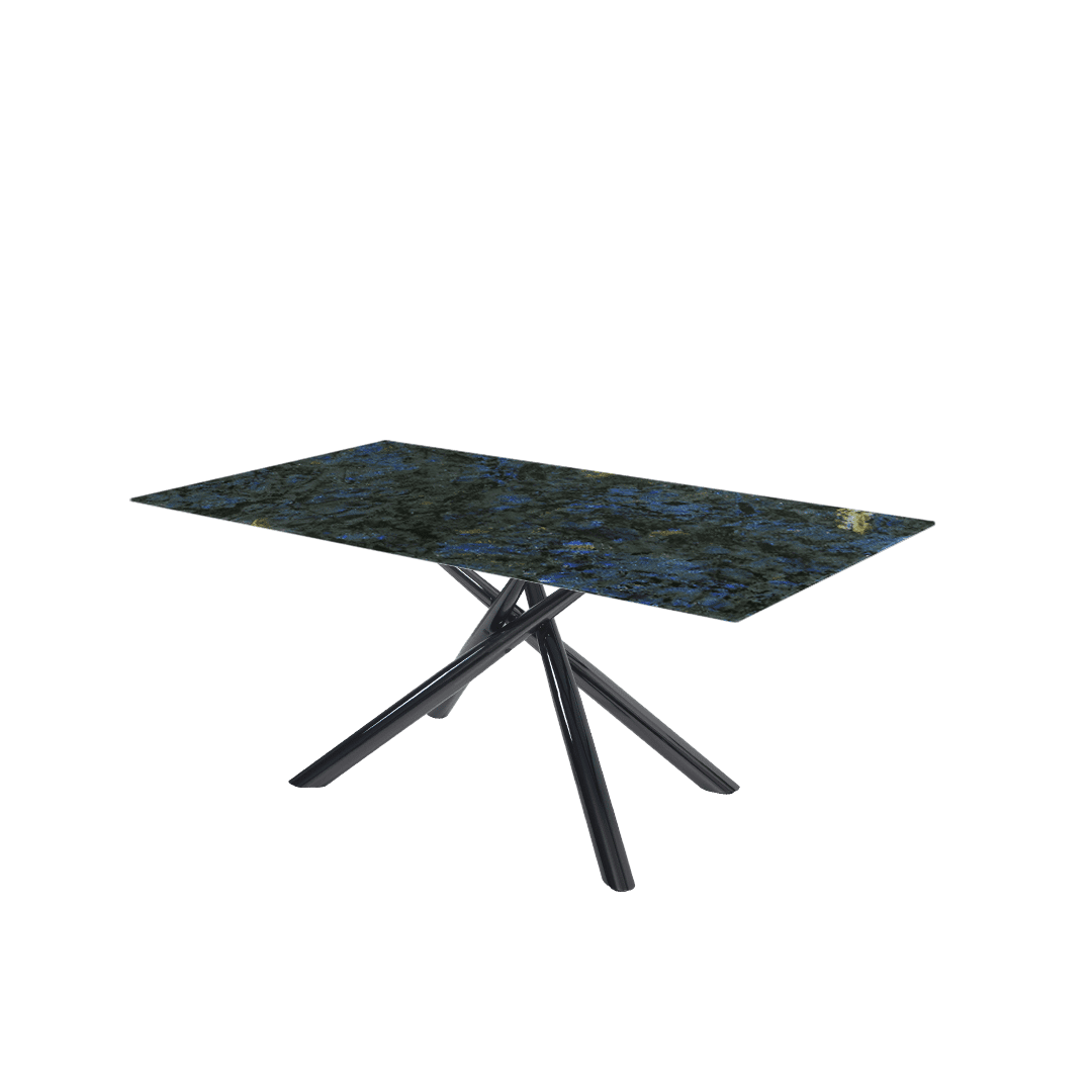 Modern Contemporary Rectangular Marble Dining Table with Xylia Black Glossy Metal Leg (1.8m x 1.0m)
