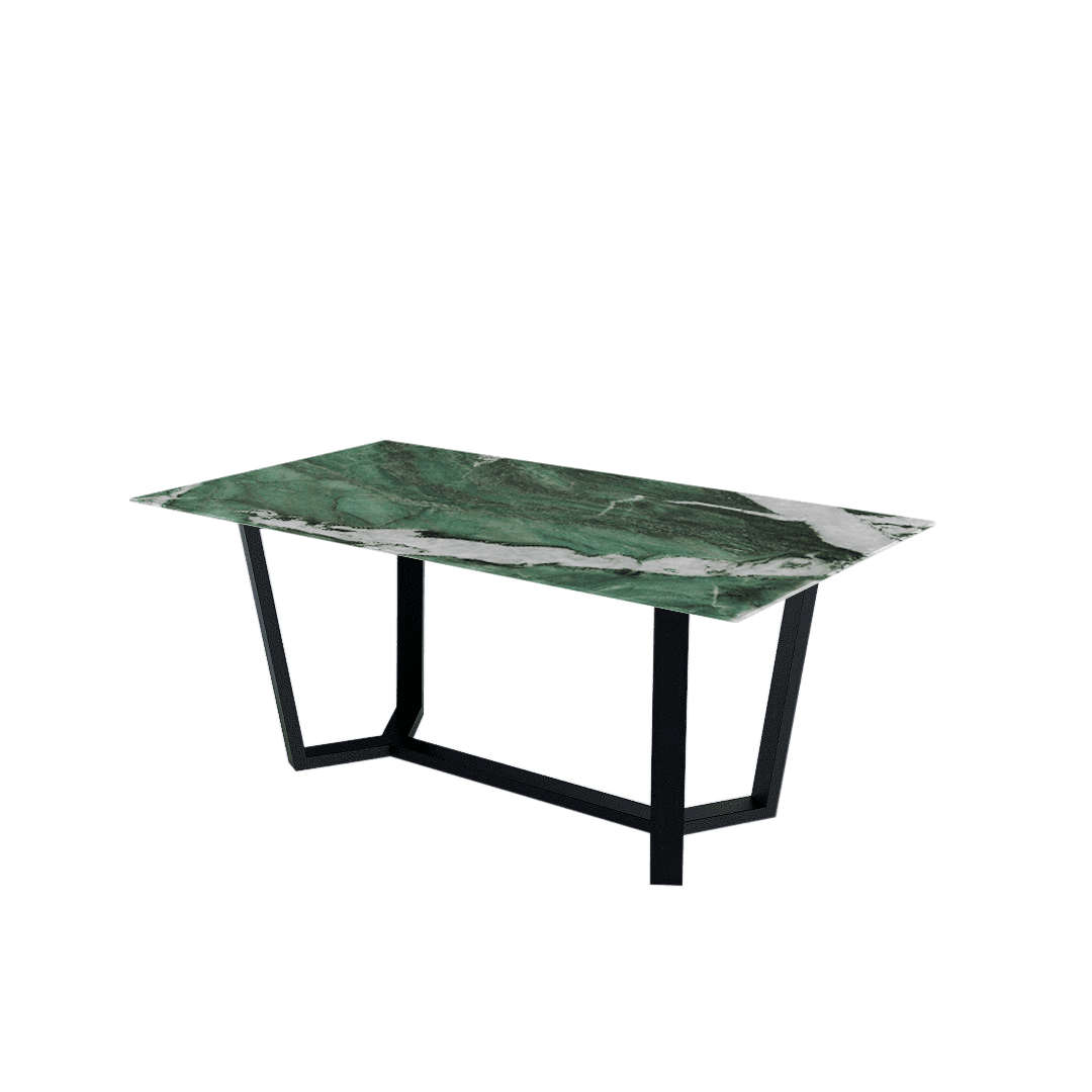 Mix & Match Rectangular Marble Dining Table with Harper Black Metal Base (1.8m x 1.0m)