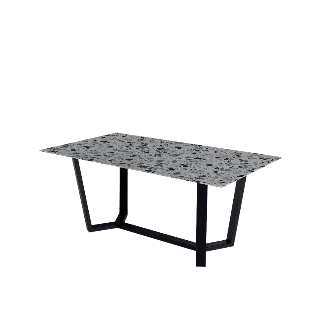 Mix & Match Rectangular Marble Dining Table with Harper Black Metal Base (1.8m x 1.0m)