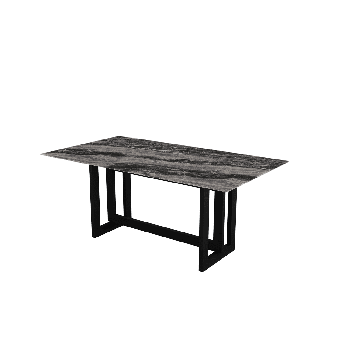 Minimalist Rectangular Marble Dining Table with Hector Black Metal Base (1.8m x 1.0m)