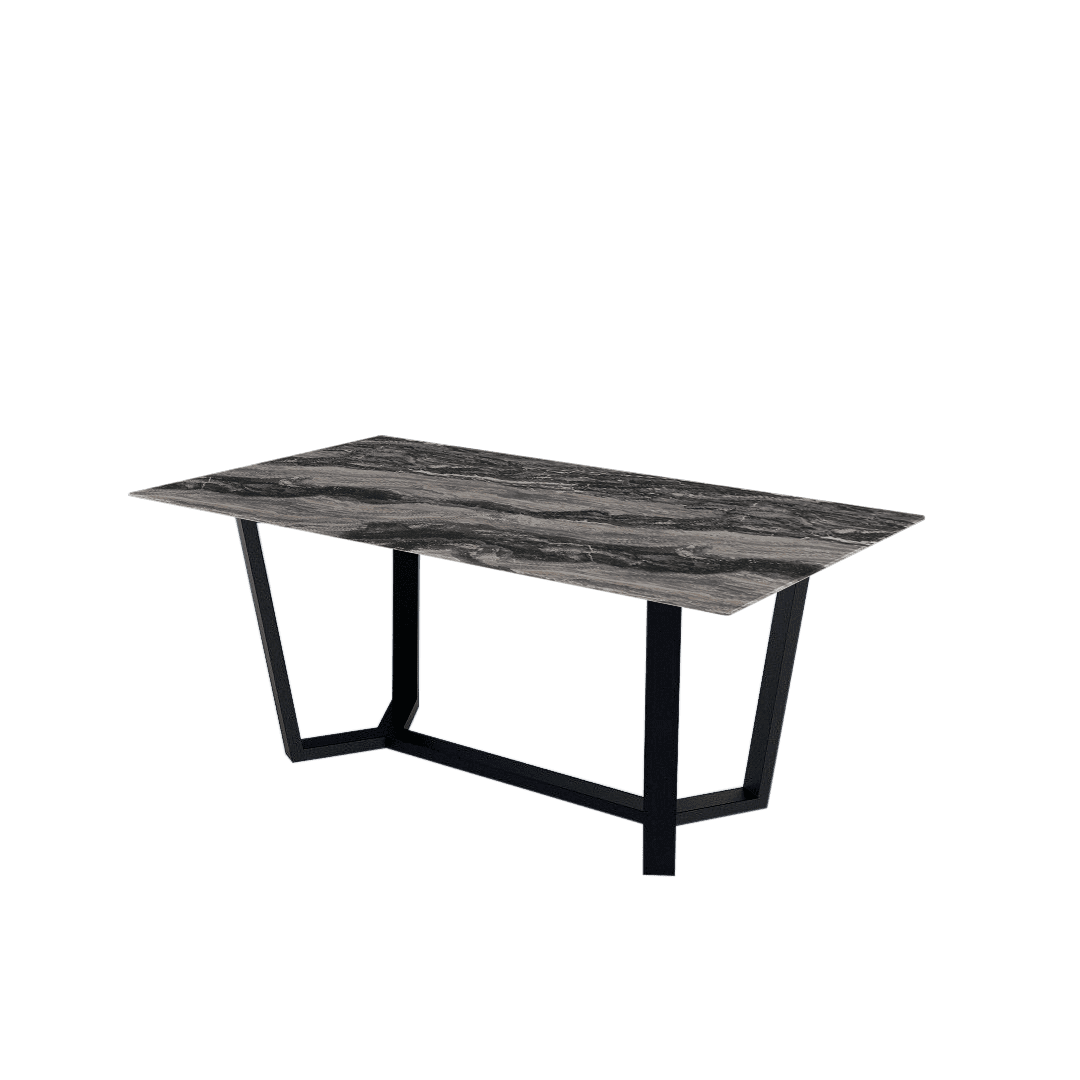 Mix & Match Rectangular Marble Dining Table with Harper Black Metal Base (1.8m x 1.0m)