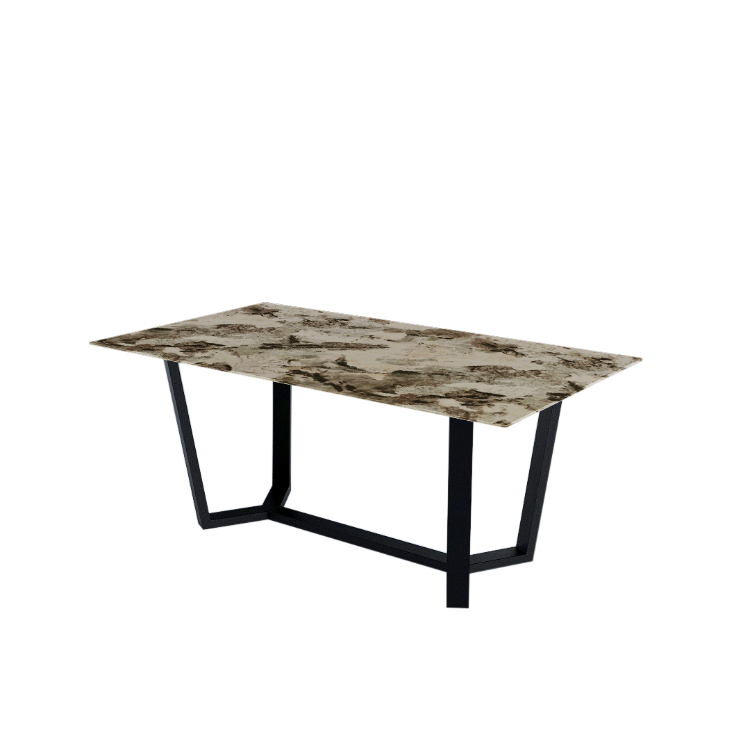 Mix & Match Rectangular Marble Dining Table with Harper Black Metal Base (1.8m x 1.0m)