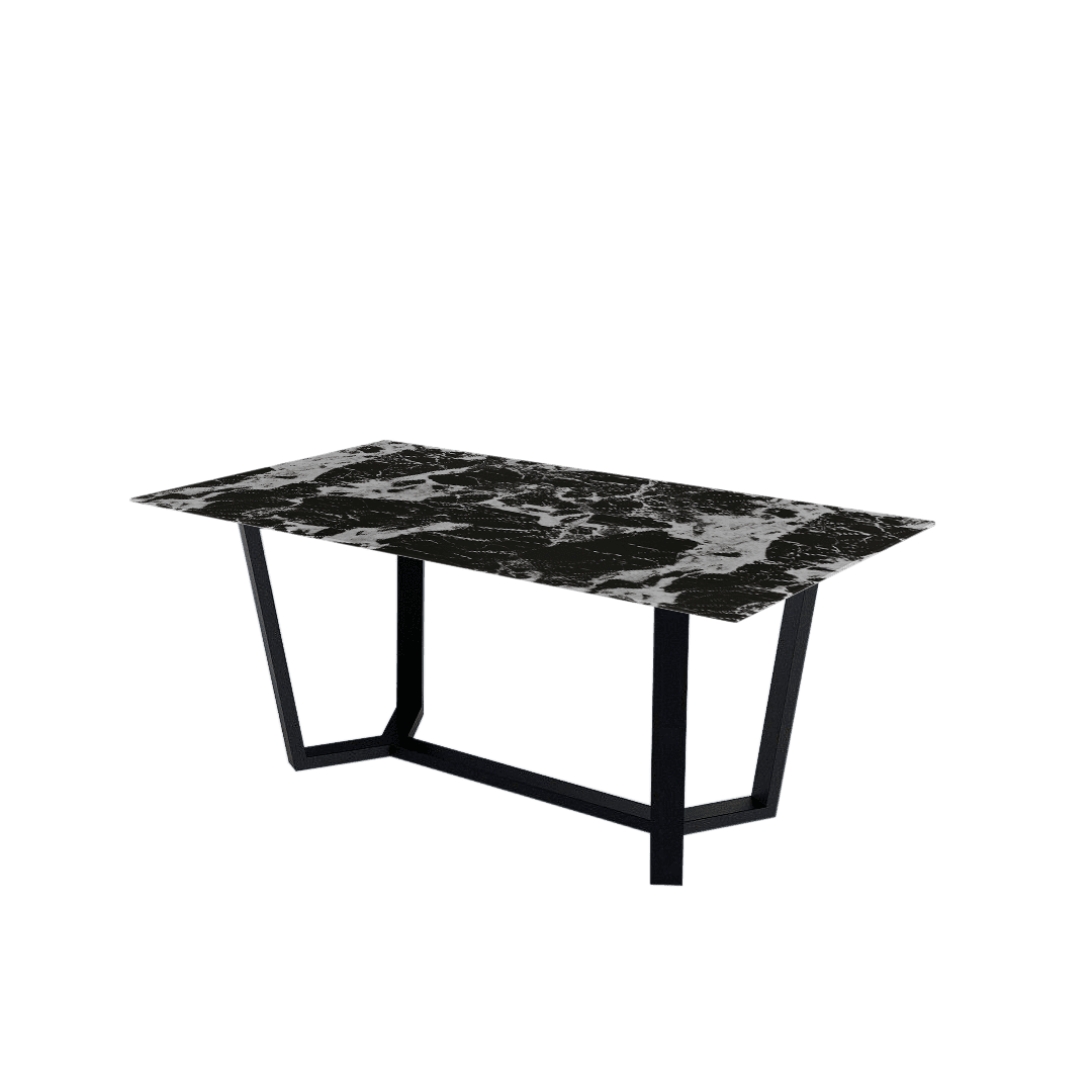 Mix & Match Rectangular Marble Dining Table with Harper Black Metal Base (1.8m x 1.0m)