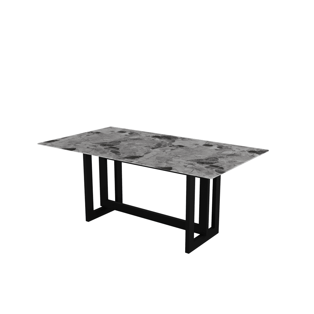 Minimalist Rectangular Marble Dining Table with Hector Black Metal Base (1.8m x 1.0m)