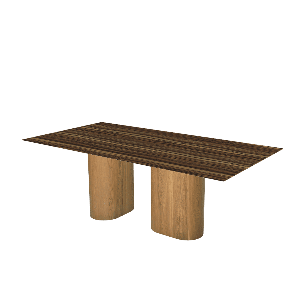 Mix & Match Rectangular Marble Dining Table with Pedro Ash Wood Base (2.1m x 1.1m)