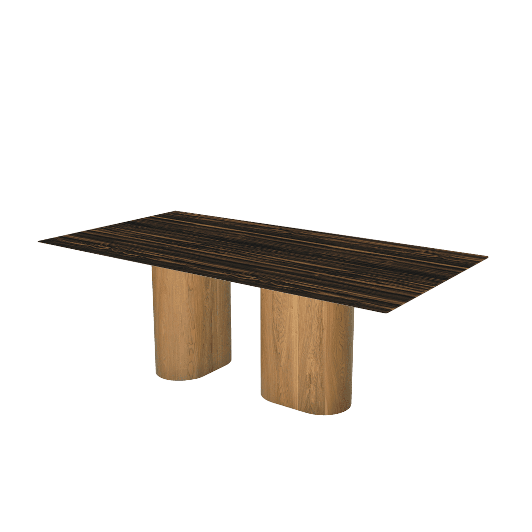 Mix & Match Rectangular Marble Dining Table with Pedro Ash Wood Base (2.1m x 1.1m)