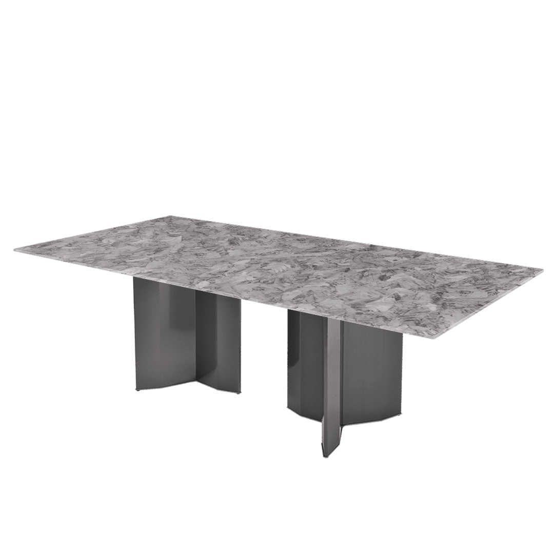 Modern & Versatile Rectangular Marble Dining Table with Yetta Black Titanium Hairline Finish Stainless Steel Base (2.4m x 1.2m)