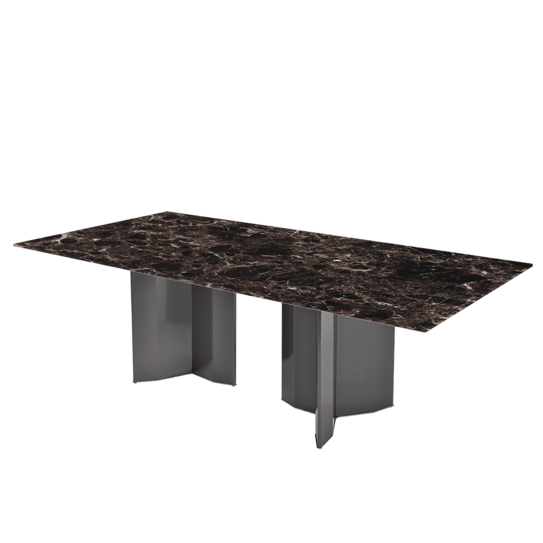 Modern & Versatile Rectangular Marble Dining Table with Yetta Black Titanium Hairline Finish Stainless Steel Base (2.4m x 1.2m)
