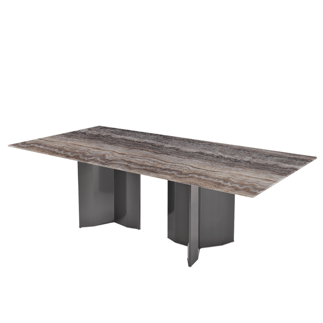 Modern & Versatile Rectangular Marble Dining Table with Yetta Black Titanium Hairline Finish Stainless Steel Base (2.4m x 1.2m)