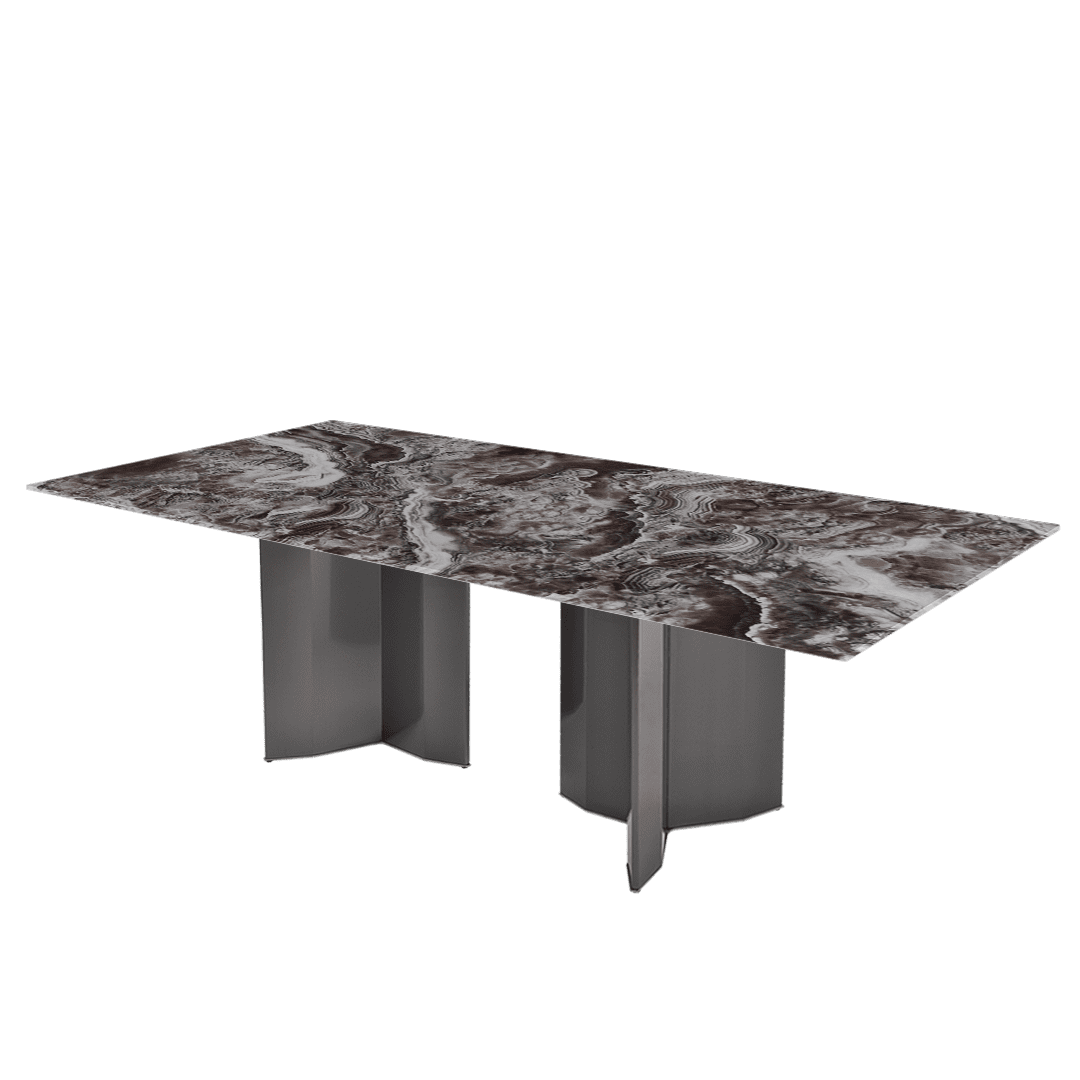 Modern & Versatile Rectangular Marble Dining Table with Yetta Black Titanium Hairline Finish Stainless Steel Base (2.4m x 1.2m)