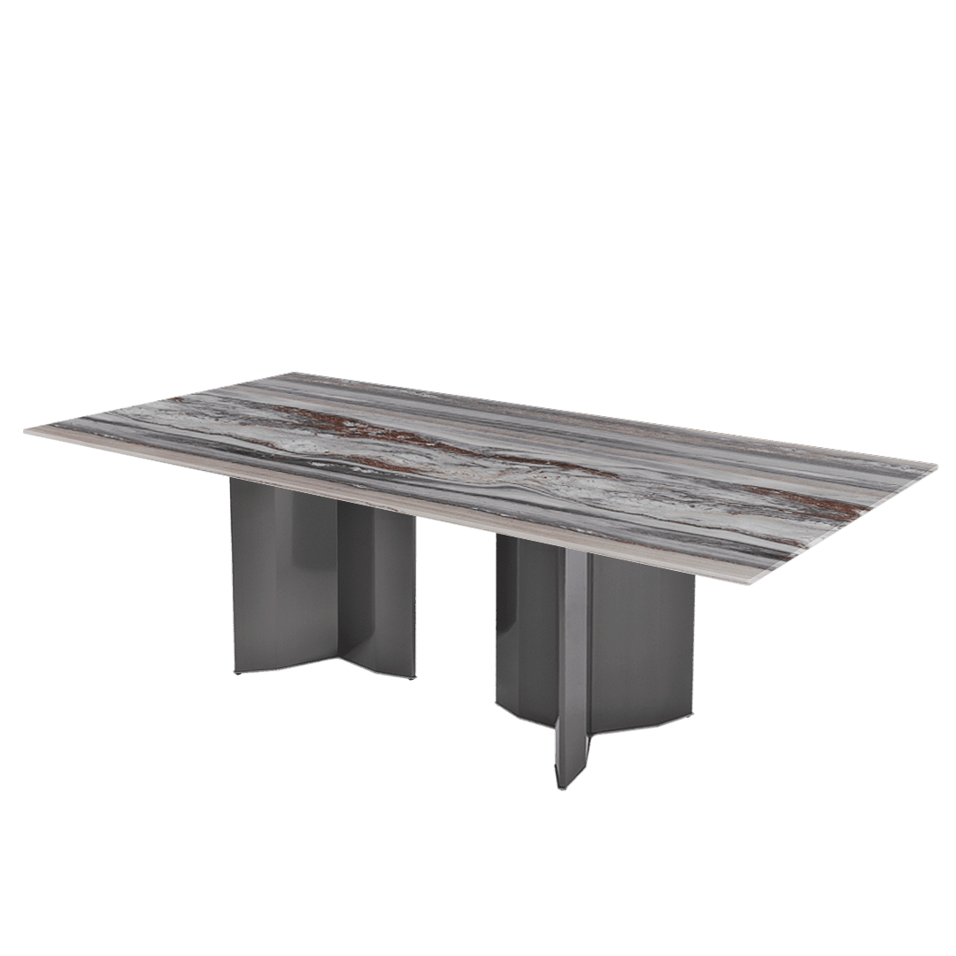 Modern & Versatile Rectangular Marble Dining Table with Yetta Black Titanium Hairline Finish Stainless Steel Base (2.4m x 1.2m)
