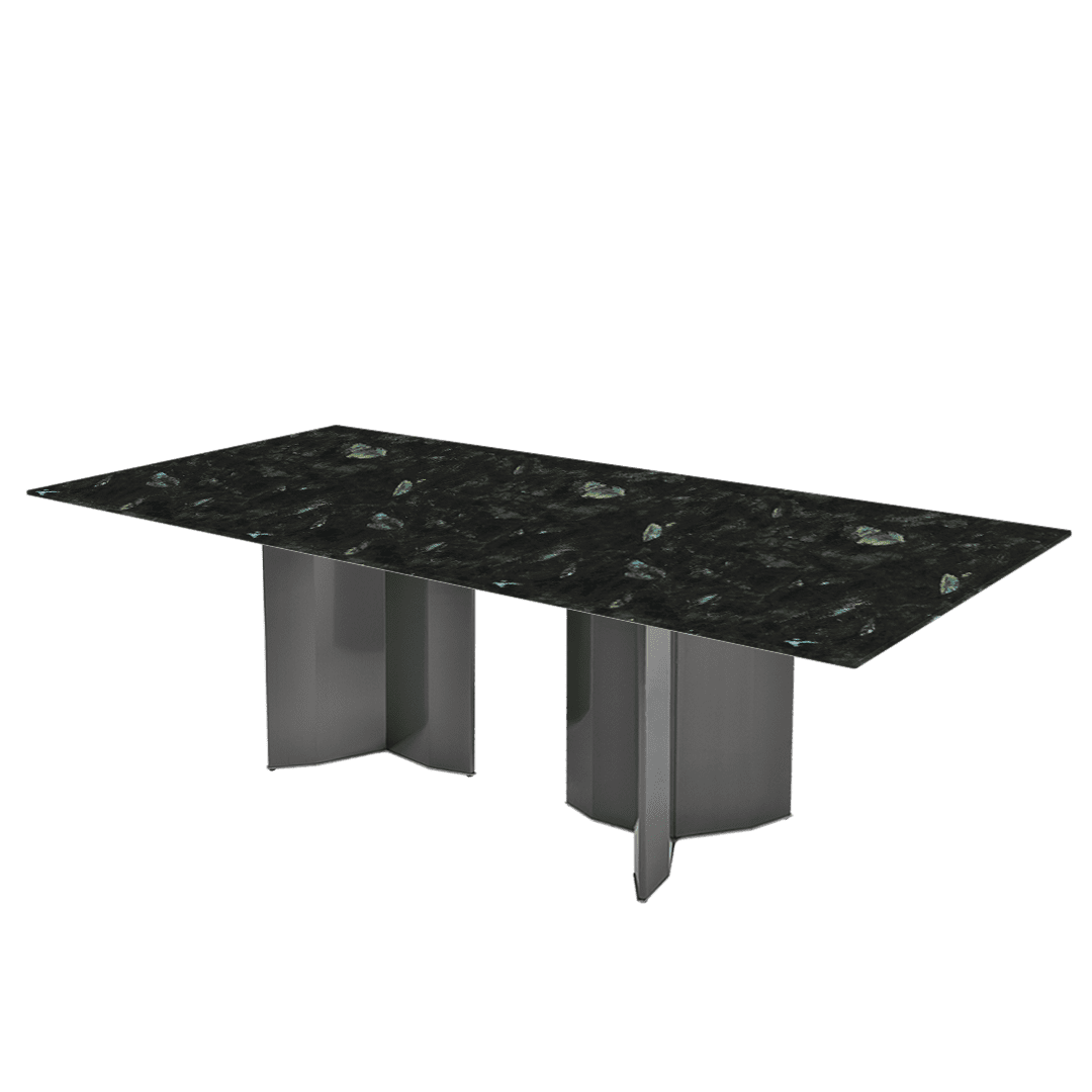 Modern & Versatile Rectangular Marble Dining Table with Yetta Black Titanium Hairline Finish Stainless Steel Base (2.4m x 1.2m)